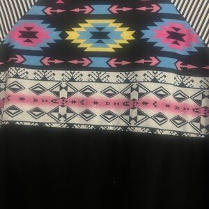 Tribal Pattern Top with Pink and Blue Accents